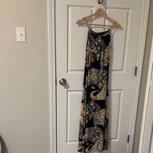 Nina Leonard Black Paisley Maxi Dress